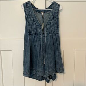 Free People Denim Romper. Never worn. Still has tags!